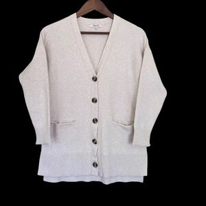 Madewell Women's Cardigan Sweater Size Small Oatmeal Button Front Pocket